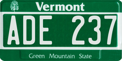 VT license plate ADE237