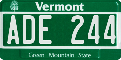 VT license plate ADE244