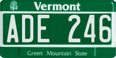 VT license plate ADE246