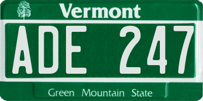 VT license plate ADE247