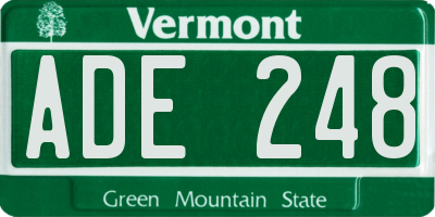 VT license plate ADE248