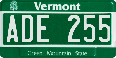 VT license plate ADE255