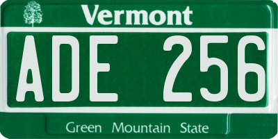 VT license plate ADE256