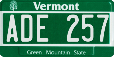 VT license plate ADE257