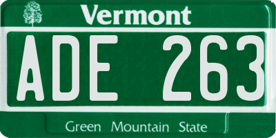 VT license plate ADE263