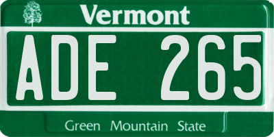 VT license plate ADE265