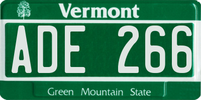 VT license plate ADE266