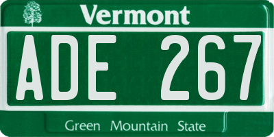 VT license plate ADE267