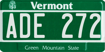 VT license plate ADE272