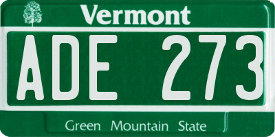 VT license plate ADE273