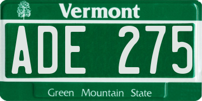 VT license plate ADE275