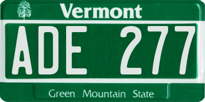 VT license plate ADE277