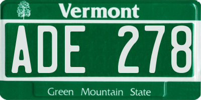 VT license plate ADE278