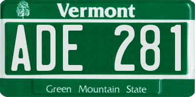 VT license plate ADE281
