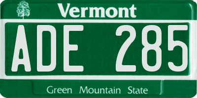 VT license plate ADE285