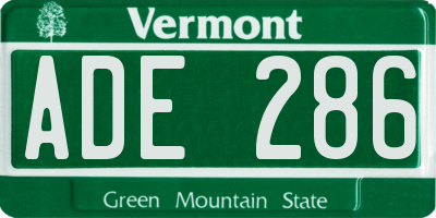 VT license plate ADE286