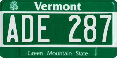 VT license plate ADE287