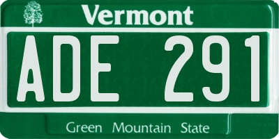 VT license plate ADE291