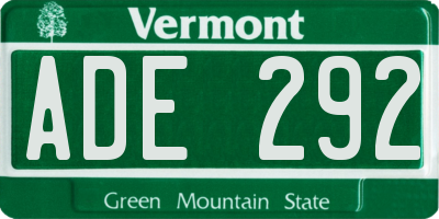 VT license plate ADE292