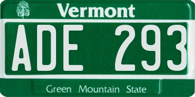 VT license plate ADE293