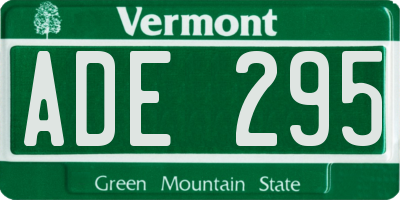 VT license plate ADE295