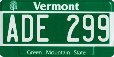 VT license plate ADE299