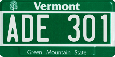 VT license plate ADE301