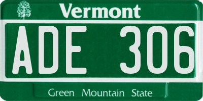 VT license plate ADE306
