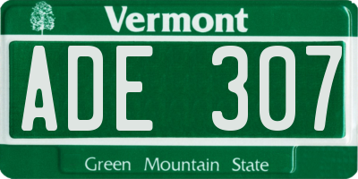 VT license plate ADE307