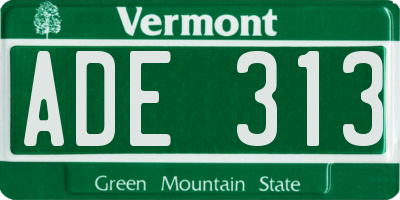 VT license plate ADE313
