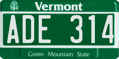 VT license plate ADE314