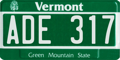 VT license plate ADE317