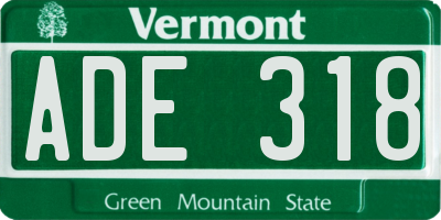 VT license plate ADE318