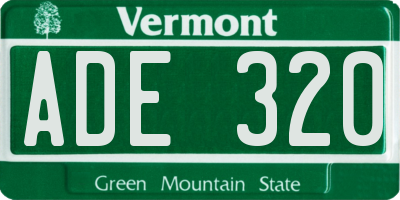 VT license plate ADE320