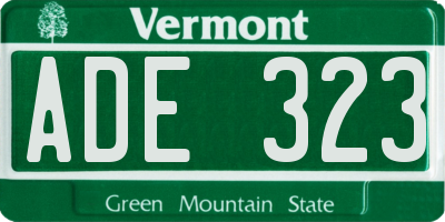 VT license plate ADE323