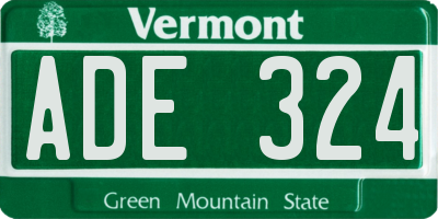 VT license plate ADE324