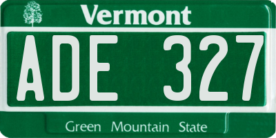VT license plate ADE327