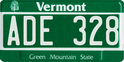 VT license plate ADE328