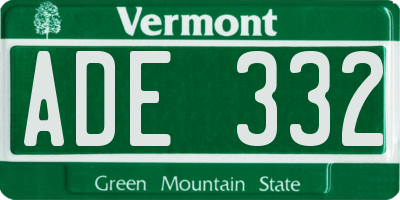VT license plate ADE332