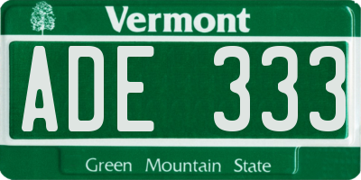 VT license plate ADE333