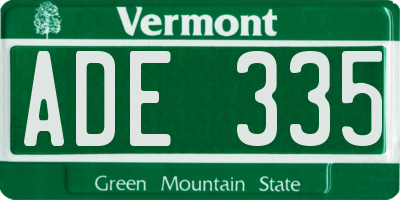 VT license plate ADE335