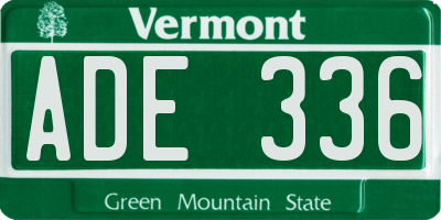 VT license plate ADE336