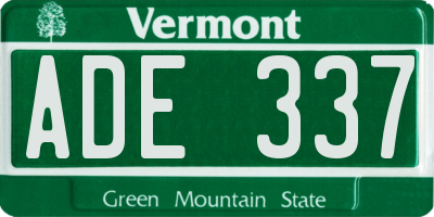 VT license plate ADE337