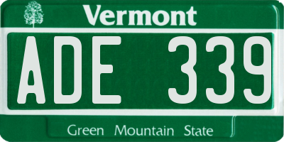 VT license plate ADE339