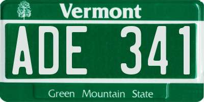 VT license plate ADE341