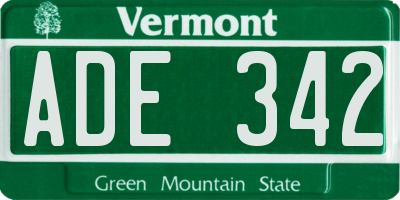 VT license plate ADE342
