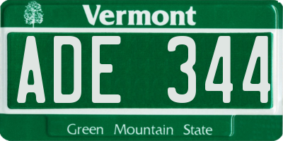 VT license plate ADE344