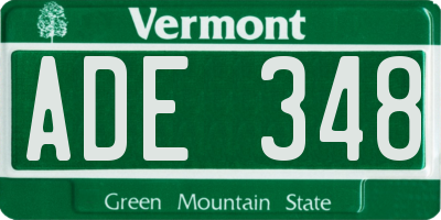 VT license plate ADE348