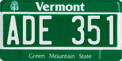 VT license plate ADE351