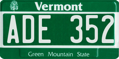 VT license plate ADE352